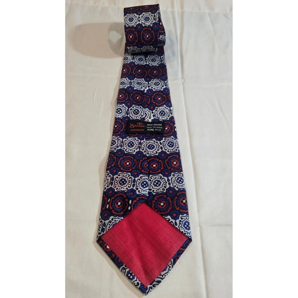 Zodiac Debonair Hand Woven‎ Hand Printed Pure Silk Geometric Pattern Men's Tie